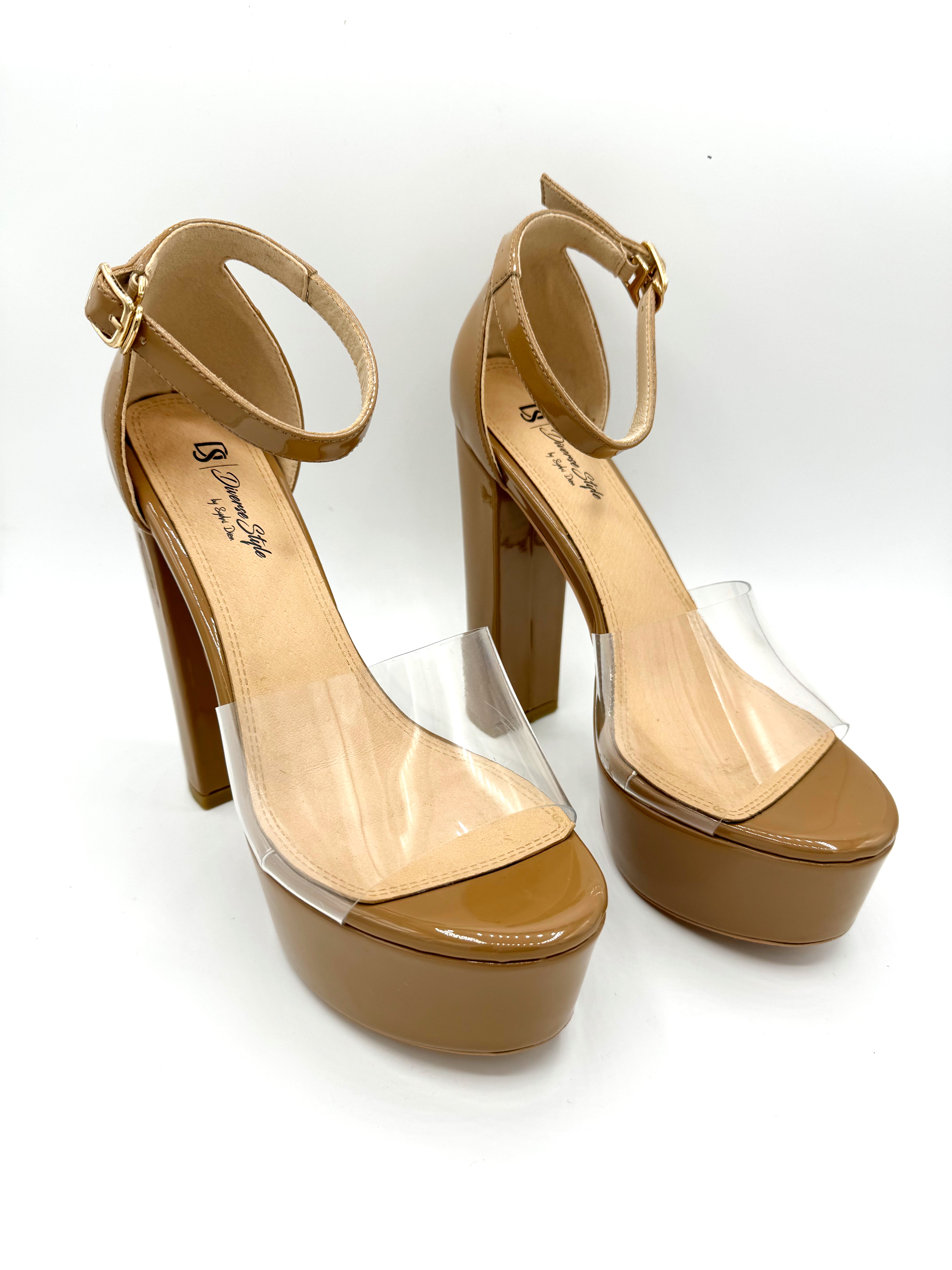 Platform Chunky Heel PL Lucite Oatmeal