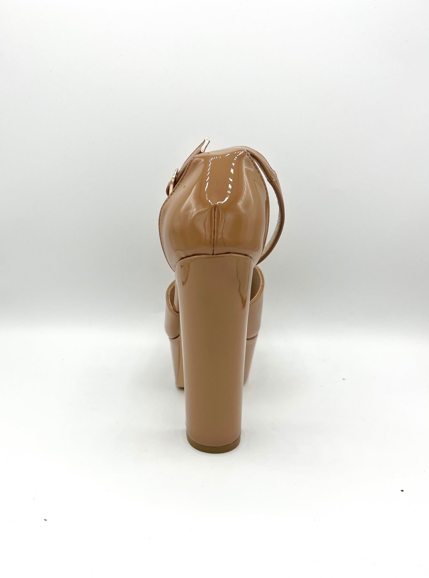 Platform Chunky Heel - Patent Leather Oatmeal