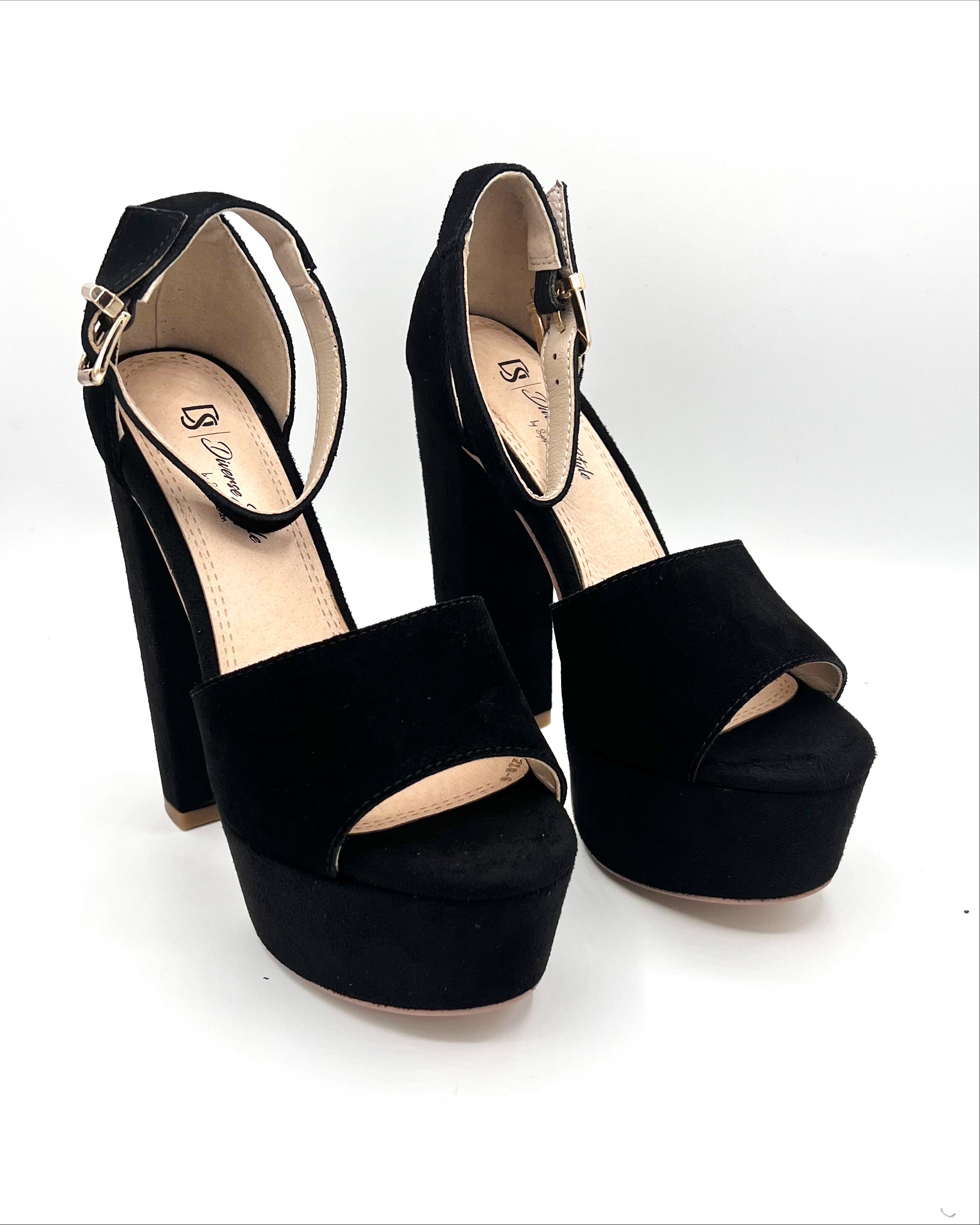 Black thick heel hot sale